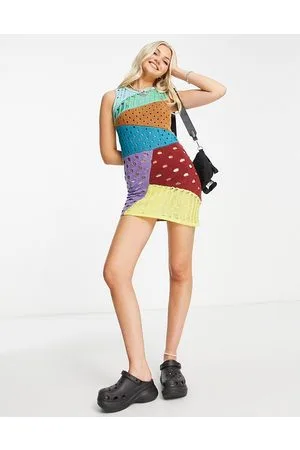 The Ragged Priest Knitted mini dress in mix with distressing