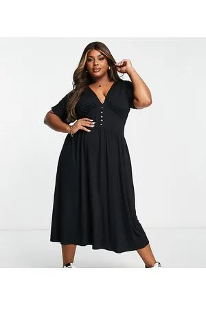 ASOS ASOS DESIGN Curve waisted midi tea dress with buttons in