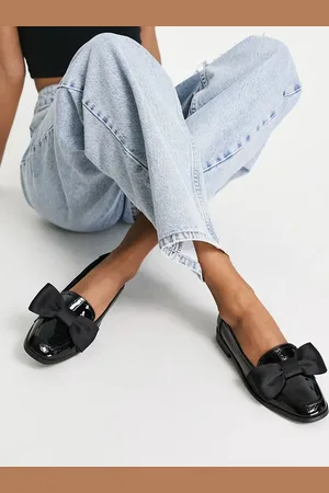 ASOS Mentor bow loafer flat shoes in patent
