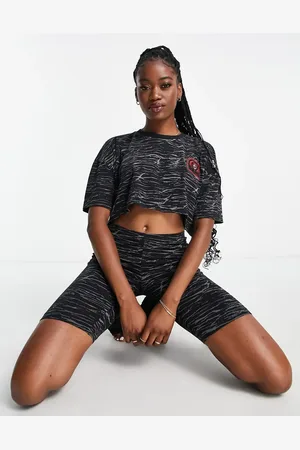 Quiksilver X Stranger Things Upside Down cropped t-shirt in grey