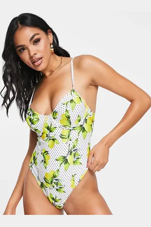 Missguided Underwire swimsuit in lemon print