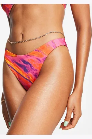 ASOS Mix and match high leg hipster bikini bottom in sunset marble print
