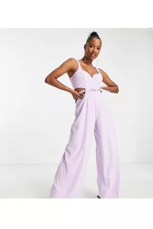 ASOS Petite corset cut out jumpsuit with belt in lilac