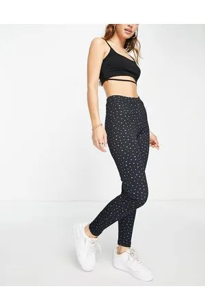 Pieces® High waisted leggings in with purple hearts