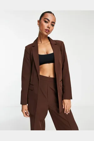 Pieces® Oversized blazer co-ord in chocolate