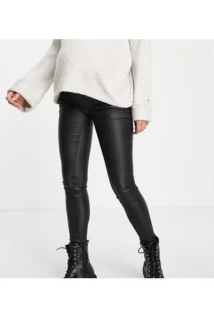 Buy Mamalicious Black Faux Leather Over The Bump Maternity