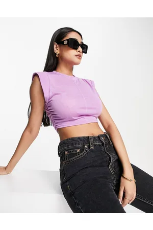 ASOS Ruched side tee with short sleeve in lilac
