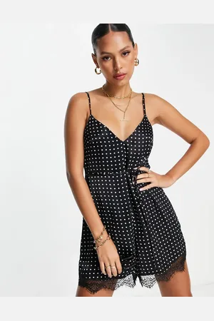 Topshop Lace cami playsuit in spot print
