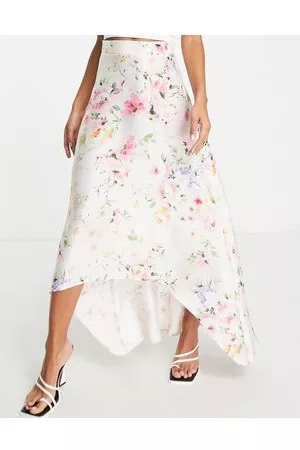 ASOS Full satin prom maxi skirt in floral print