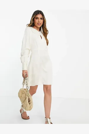 Urban Revivo Oversized collar mini dress in off