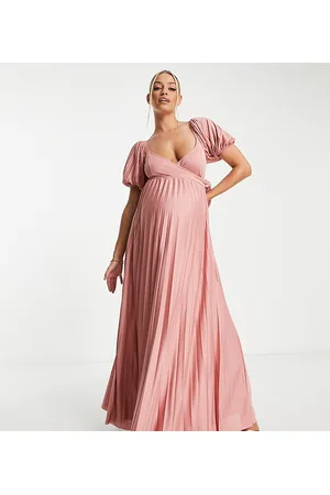 ASOS ASOS DESIGN Maternity puff sleeve wrap maxi dress in rose