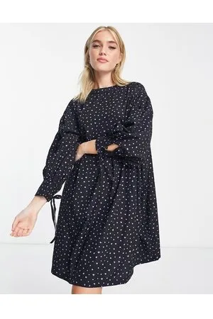 Pieces® Mini smock dress in with purple hearts