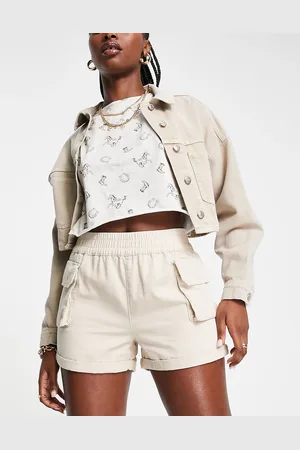 Miss Selfridge Cargo pocket short in stone