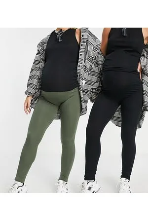 Mamalicious Maternity over the bump leggings with seam detail in black