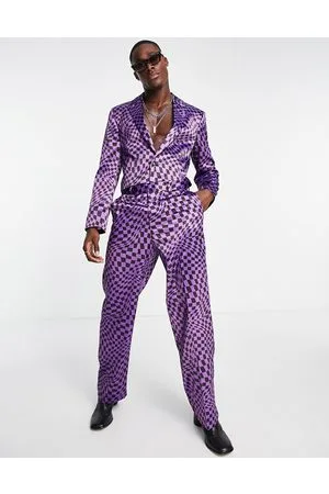 Mens 3-Piece Solid Colors Casual Purple Suit - Cloudstyle