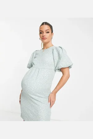 Mama;licious Mamalicious Maternity puff sleeve dress in