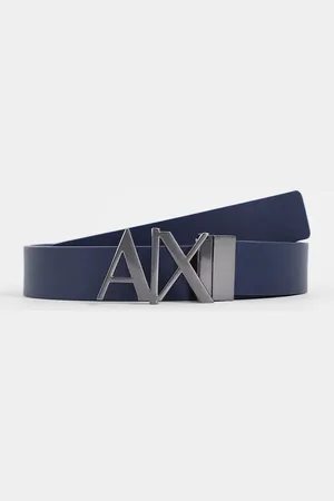 Armani Exchange Logo buckle reversible leather belt in