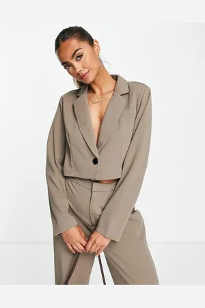JDY Cropped blazer co-ord in stone