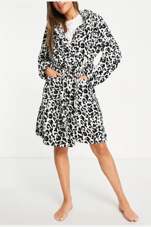 Dune Dune soft robe in and white print