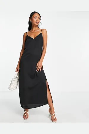 VILA Satin midi cami dress in