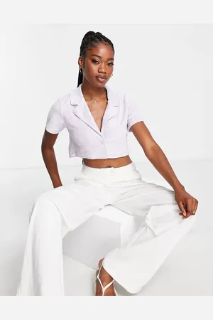 Noisy May Short sleeve cropped terry shirt in heather