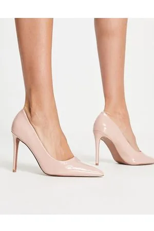 ASOS Penza pointed high heeled court shoes in beige patent