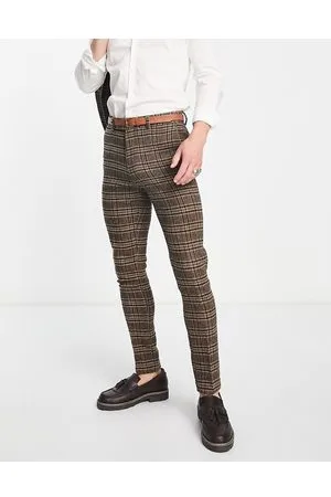 ASOS Skinny wool mix suit trousers in check
