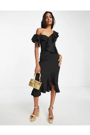 Little Mistress One shoulder midi dress in