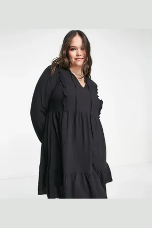 Urban Threads Urban Threads Plus smock mini dress with tie front in