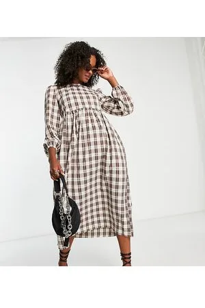 Urban Threads Midi smock dress in check