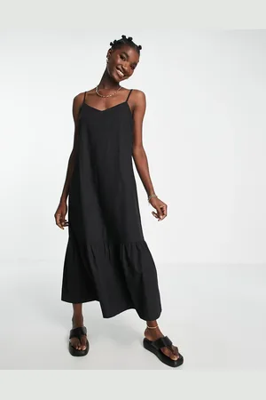 River Island Poplin tiered midi dress in