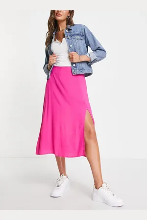Pieces® Careta high waisted midi skirt in