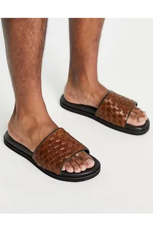 Mens leather sliders discount sale