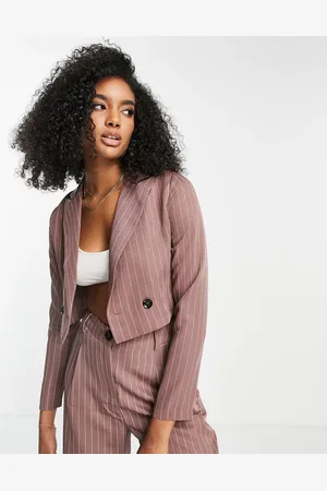 Urban Threads Cropped blazer co-ord in lavender pinstripe