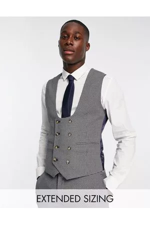 ASOS Wedding super skinny suit waistcoat in birdseye texture in tan
