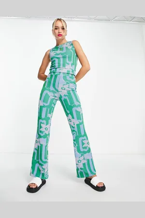 Damson Madder Jacquard flared trousers co-ord in retro floral