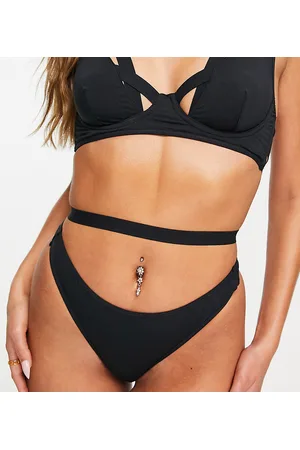 Cosmogonie Exclusive high waisted strappy thong with sexy jewel detail in  black