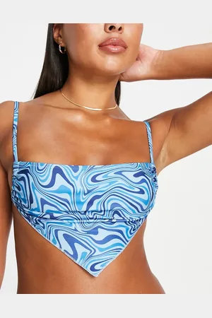 Brave Soul Hanky hem bikini top in swirl print