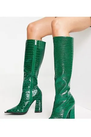 Raid Sphere heeled knee boots in croc