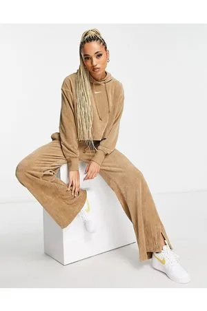 Nike Velour cord wide leg joggers in driftwood beige