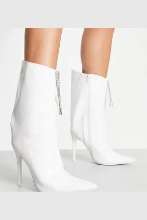 Public Desire Quince high ankle boots with embellished front in patent