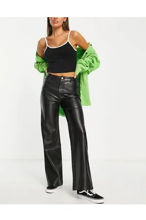 Stradivarius Faux leather dad trouser in