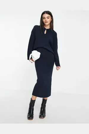 M Lounge Longline stitchy rib midaxi skirt co-ord in french