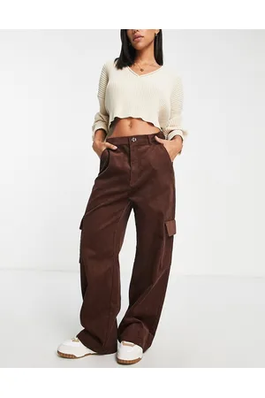 IVOC Brown Relaxed Fit Mid Rise Trousers