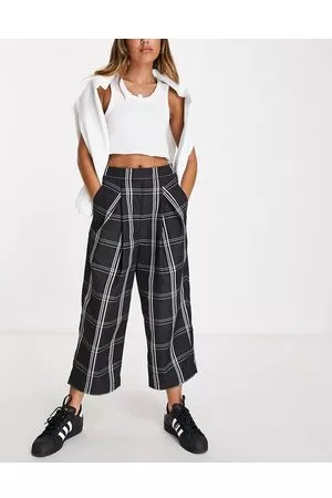 Black Check Slim Trousers  New Look