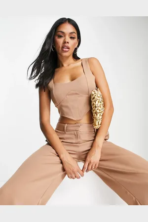 SNDYS Tailored corset co ord in tan
