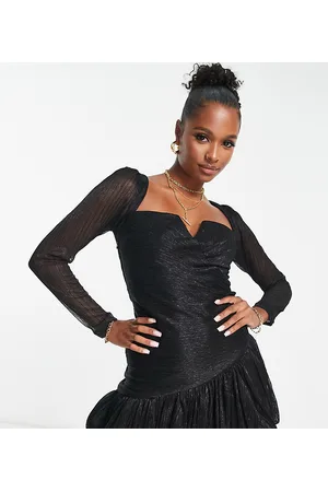 Forever New lace corset midi dress with tassel hem in black | ASOS