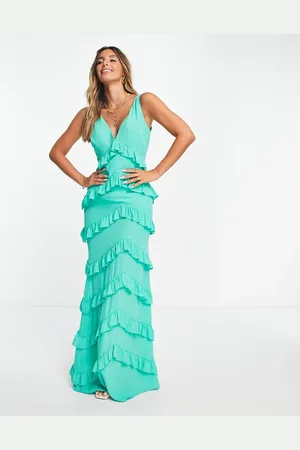 Pretty Lavish Tiered ruffle midaxi dress in