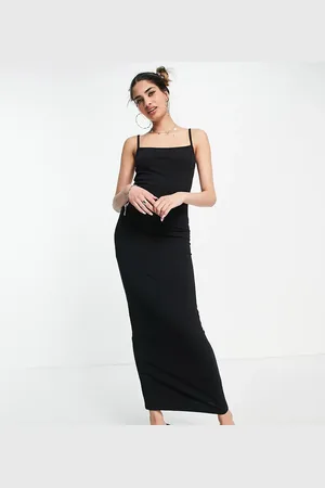 COLLUSION Cami straight neck maxi dress in black