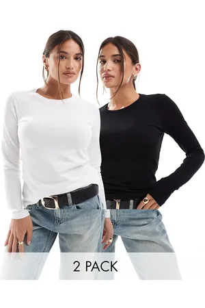 ASOS Ultimate slim fit t-shirt with long sleeves in cotton 2 pack SAVE